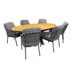 Tierra Oblong Natal 7-delige diningset 220x130cm Grijs