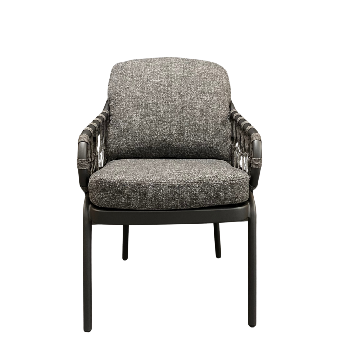 a grey chair with black legs