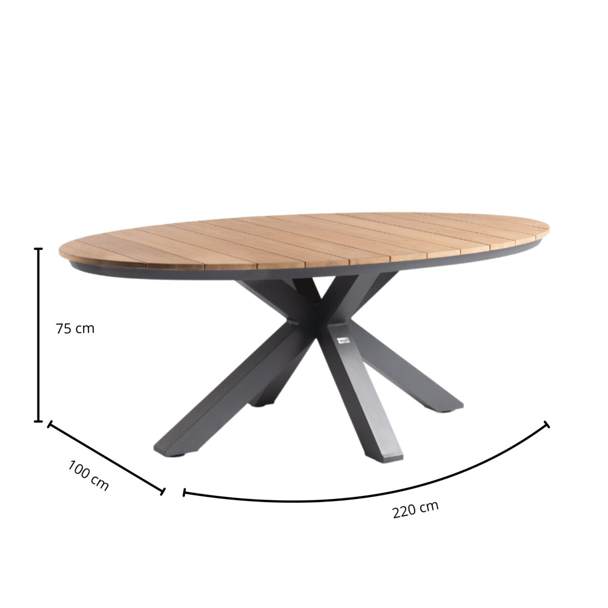 Tierra Oblong dining tafel 220x130cm Teak - Afbeelding 2