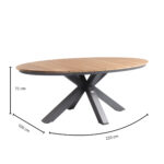Tierra Oblong dining tafel 220x130cm Teak - Afbeelding 2