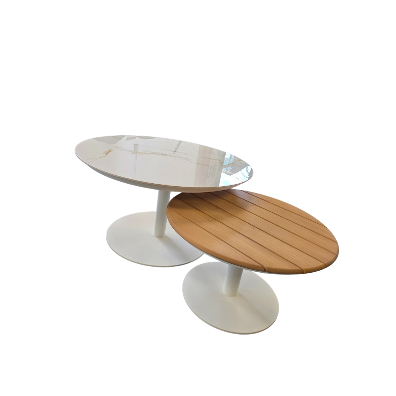 KJ Tuinmeubelen Ibiza sidetable combiset 2 White