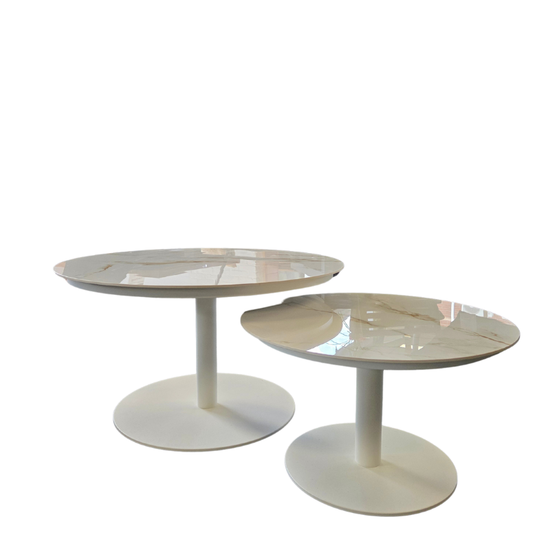 KJ Tuinmeubelen Ibiza sidetable Set van 2 Sintered stone/White