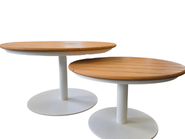KJ Tuinmeubelen Ibiza sidetable Set van 2 Teak/White