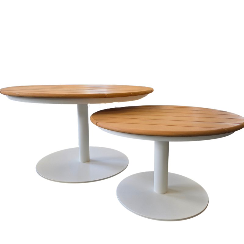 KJ Tuinmeubelen Ibiza sidetable Set van 2 Teak/White
