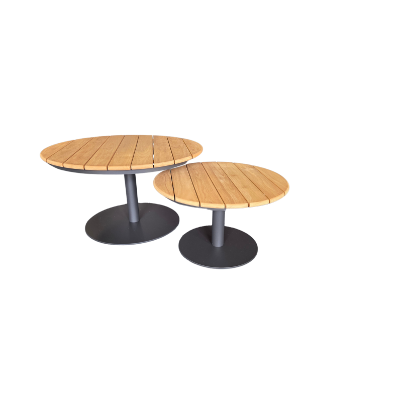 KJ Tuinmeubelen Ibiza sidetable Set van 2 Teak/Grey